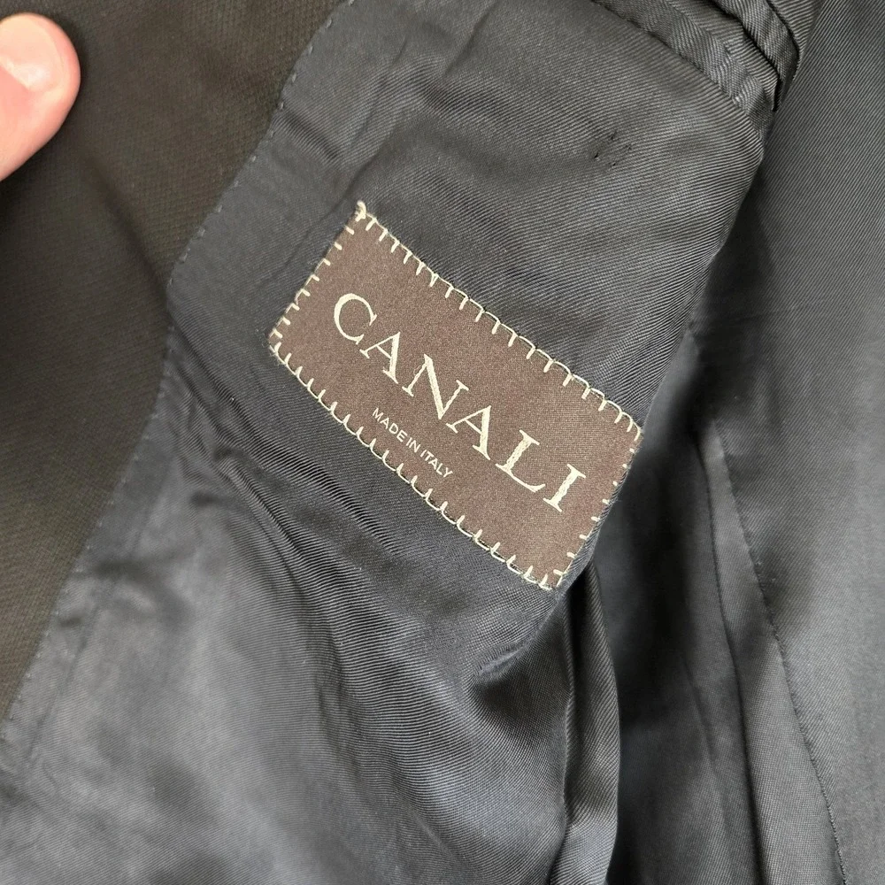 Canali Blazer Men 48R Black Wool Sport Jacket Italy Travel Water Resistant *READ